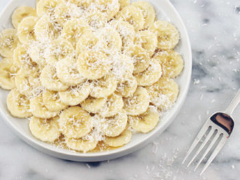 Banana Slices With Maple Syrup + Coconut