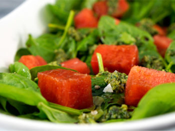 Spinach Watermelon Pesto Salad
