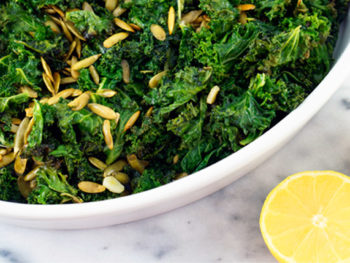 Roasted Kale With Pepitas, Garlic + Lemon