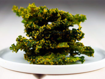 Cheesy Turmeric + Garlic Kale Chips