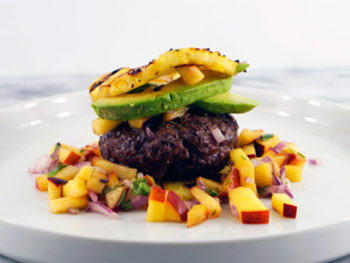 Pineapple Bun Burger With Peach Salsa