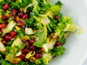 Curly Endive Salad with Pomegranate, Pears and Pistachios