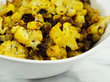 Turmeric Roasted Cauliflower with Brussel Sprouts and Dates