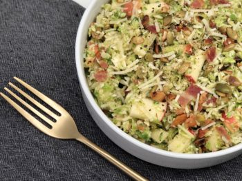 Shredded Brussels Sprout Salad with Bacon, Apple and Almonds
