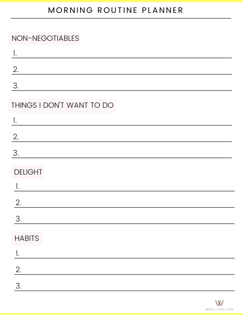 Morning Routine planner - Whole Lovely Life